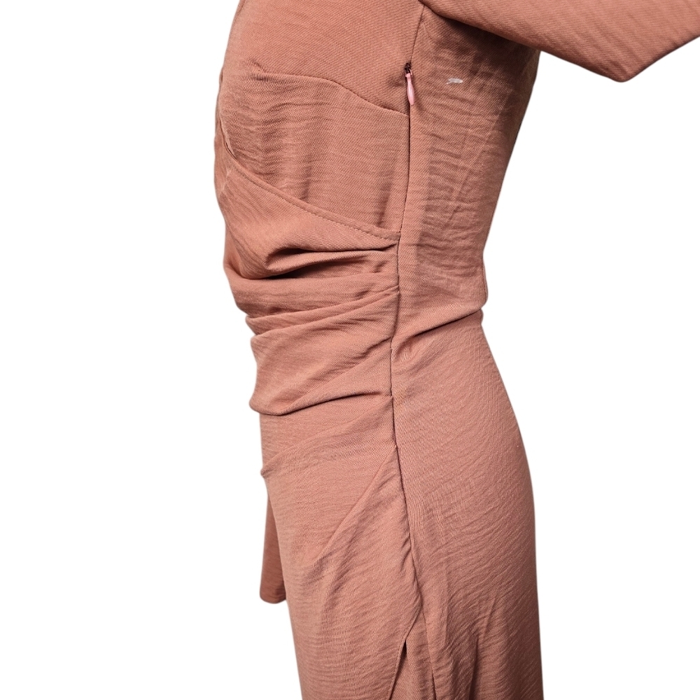 NEW ASOS DESIGN Tall 70s Drape Front Wrap Antique Rose Midi Dress 4 - Picture 4 of 12